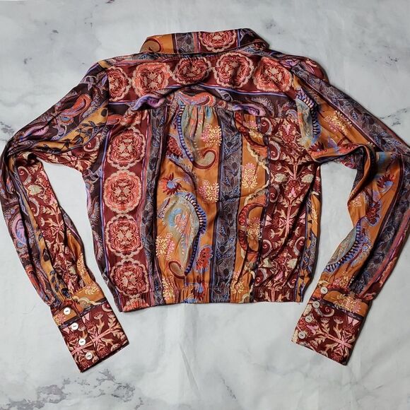 Free People Lana Paisley Print Surplice/Wrap Cropped Blouse - Picture 6 of 6